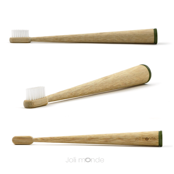 Brosse à dents bambou - CONICOLOR - Kaki