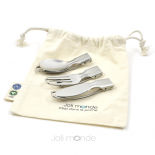 C'est dans la poche - 3 couverts pliables & leur pochette coton Bio