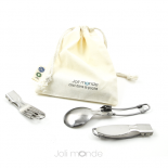 C'est dans la poche - 3 couverts pliables & leur pochette coton Bio