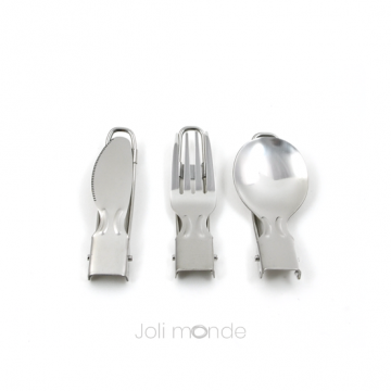 C'est dans la poche - 3 couverts pliables & leur pochette coton Bio 2