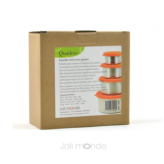 Ensemble 4 boites inox & silicone Quadrio