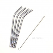 Ensemble 4 pailles inox - Courtes & courbes