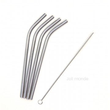 Ensemble 4 pailles inox - Courtes & courbes