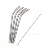 Ensemble 4 pailles inox - Courtes & courbes