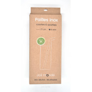 Ensemble 4 pailles inox - Longues & courbes