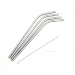 Ensemble 4 pailles inox - Longues & courbes