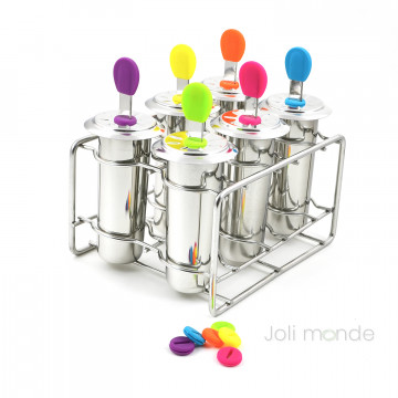 Ensemble 6 moules à glaces inox TUBULUS 85ml 2