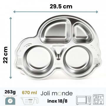 VROUM la voiture - Plateau repas 5 compartiments Kids - JOLI MONDE 2