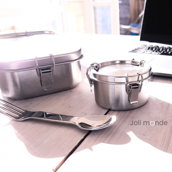Boite inox étanche 400 ml . La Retro Petite . Diam 10 cm - JOLI MONDE